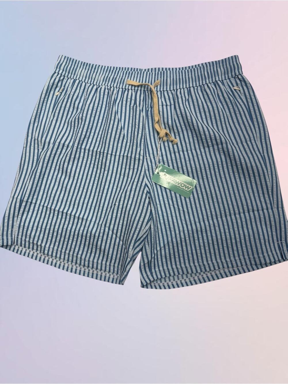 YUFAWOW Women’s XL Blue Striped Swim Shorts